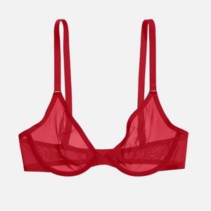 Plunge Mesh Bra in Cerise